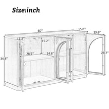 Load image into Gallery viewer, 4-Door Large Storage Sideboard Buffet Cabinet with Glass Doors Arched Cabinet (Black) [Online Only]

