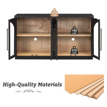 Load image into Gallery viewer, 4-Door Large Storage Sideboard Buffet Cabinet with Glass Doors Arched Cabinet (Black) [Online Only]
