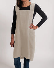Load image into Gallery viewer, Firenze Stone Washed Linen Cross Back Smock Apron (2 colors)
