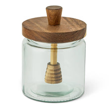Load image into Gallery viewer, Glass Honey Jar w/ Acacia Dipper Lid 16.9 oz
