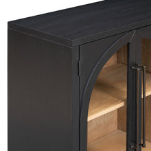 Load image into Gallery viewer, 4-Door Large Storage Sideboard Buffet Cabinet with Glass Doors Arched Cabinet (Black) [Online Only]
