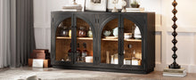 Load image into Gallery viewer, 4-Door Large Storage Sideboard Buffet Cabinet with Glass Doors Arched Cabinet (Black) [Online Only]
