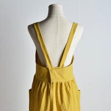 Load image into Gallery viewer, Solid Color Art Cotton Linen Apron with Pockets (Yellow)
