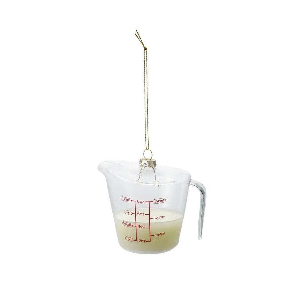 Glass Liquid Measuring Cup with Milk Ornament