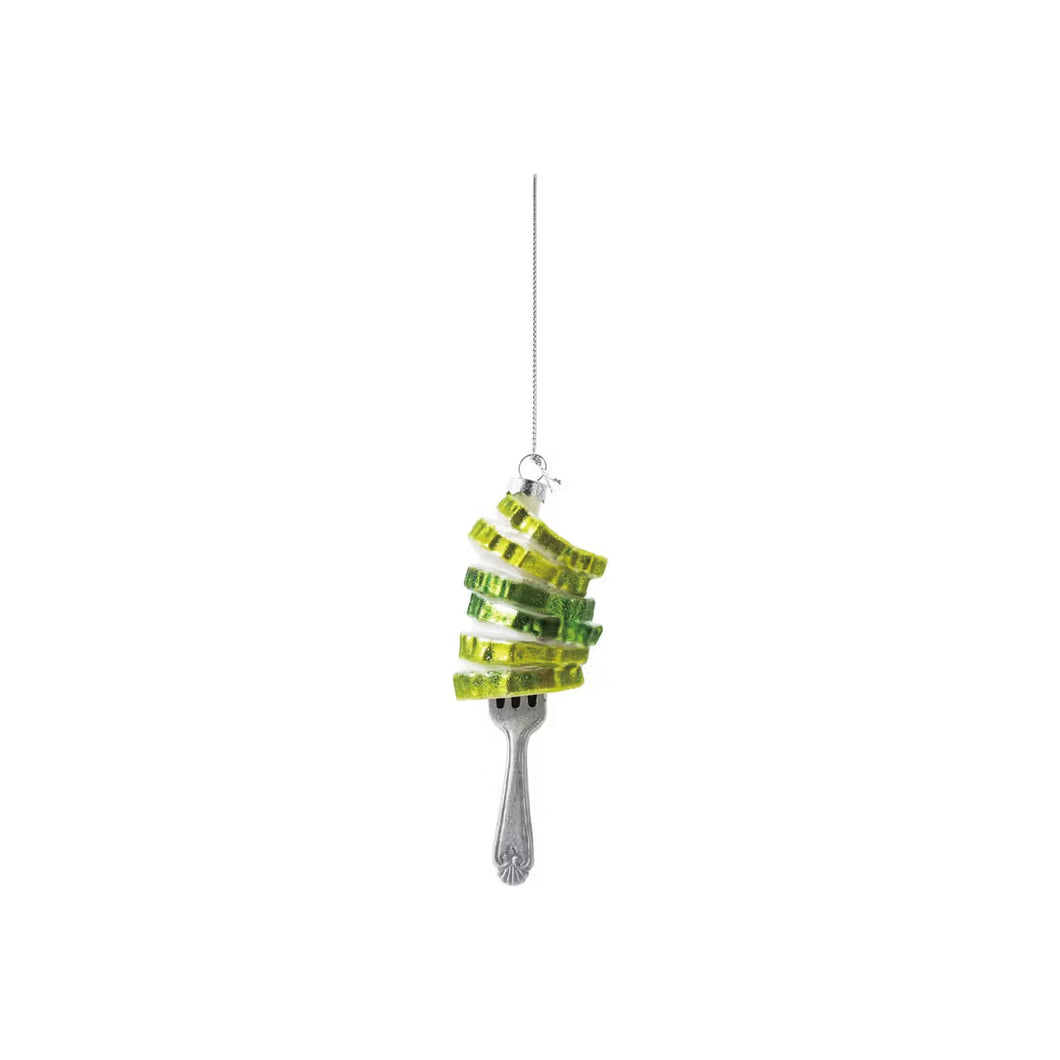 Glass Pickles on Fork Ornament