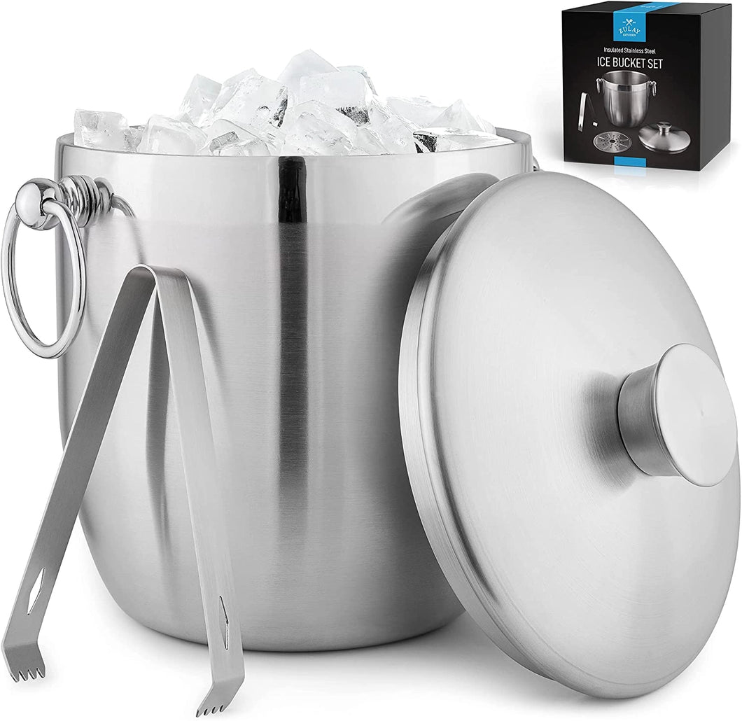 Double-Walled Insulated Ice Bucket with Tongs