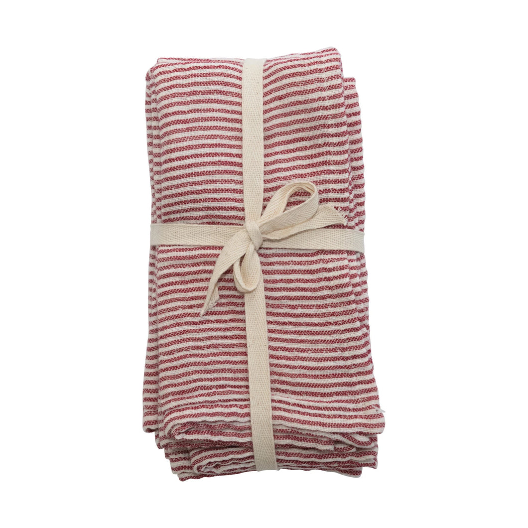 Cotton Napkins with Red Stripes (Set of 4)