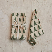 Load image into Gallery viewer, Stonewashed Cotton Printed Napkins w/ Christmas Tree Pattern (Set of 4)
