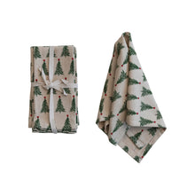 Load image into Gallery viewer, Stonewashed Cotton Printed Napkins w/ Christmas Tree Pattern (Set of 4)
