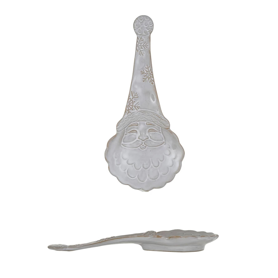 Santa Spoon White Stoneware Santa Shaped Spoon Rest w/Reactive Glaze – Gather ...
