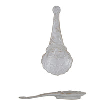 Load image into Gallery viewer, White Stoneware Santa Shaped Spoon Rest w/Reactive Glaze
