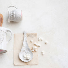 Load image into Gallery viewer, White Stoneware Santa Shaped Spoon Rest w/Reactive Glaze
