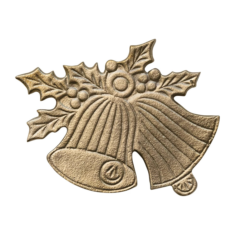 Cast Aluminum Holly & Bells Shaped Trivet