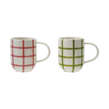 Load image into Gallery viewer, Hand-Painted Stoneware Mug with Grid Pattern (2 Colors)
