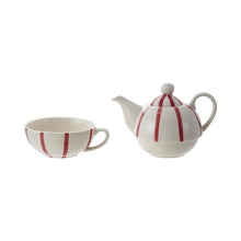 Load image into Gallery viewer, Hand-Painted Stoneware Striped Teapot Set
