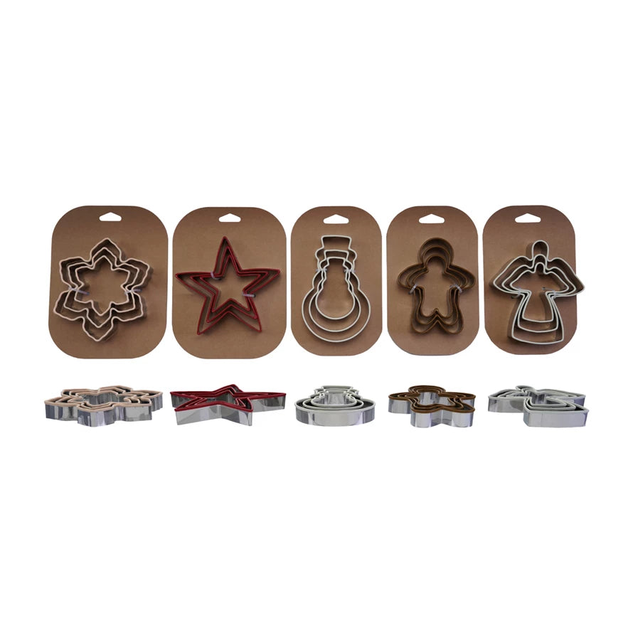 Set of 3 Stainless Steel Holiday Cookie Cutters (5 Styles)