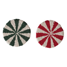 Load image into Gallery viewer, 8" Round Cotton Tufted Candy Striped Trivet (2 Colors)
