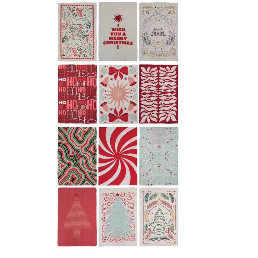 Recycled Microfibre Tea Towel with Holiday Pattern (12 Styles)