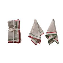 Load image into Gallery viewer, Woven Cotton Napkins with Stitched Edge &amp; Ric Rac Trim (Set of 4)
